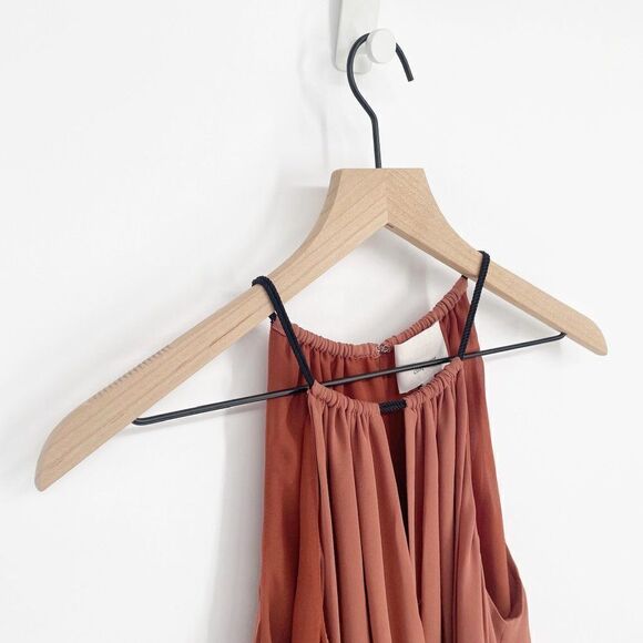 Cinq a Sept Lotus Halter Neck Peplum Silk Top Sleeveless Blush Pink Women's S - Picture 3 of 8